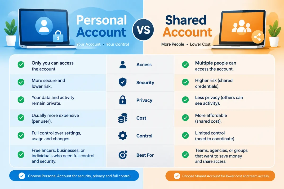 Personal ChatGPT account vs shared ChatGPT account comparison